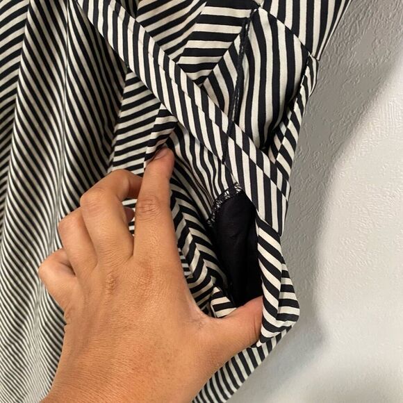 H&M Black & White Striped Maxi Dress with Belt | Size M - Picture 5 of 9